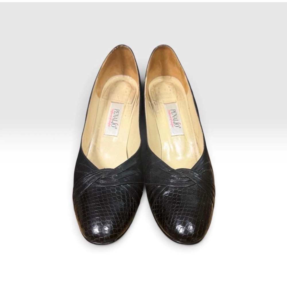 1987 Penaljo Cathay Black Leather Pumps, Narrow, Made in Spain (Box & Receipt)